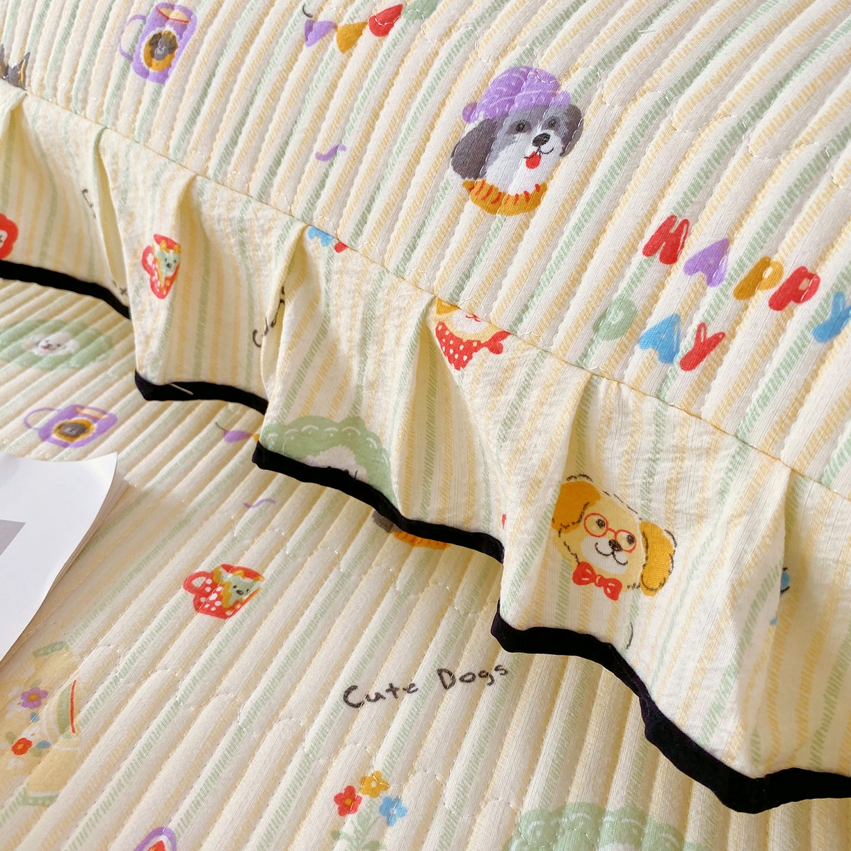 91家纺网 家纺一手货源 找家纺 雨彤家纺 2025新款A类公主风云感双层纱夹棉加长花边款枕套 童趣涂鸦-公主风