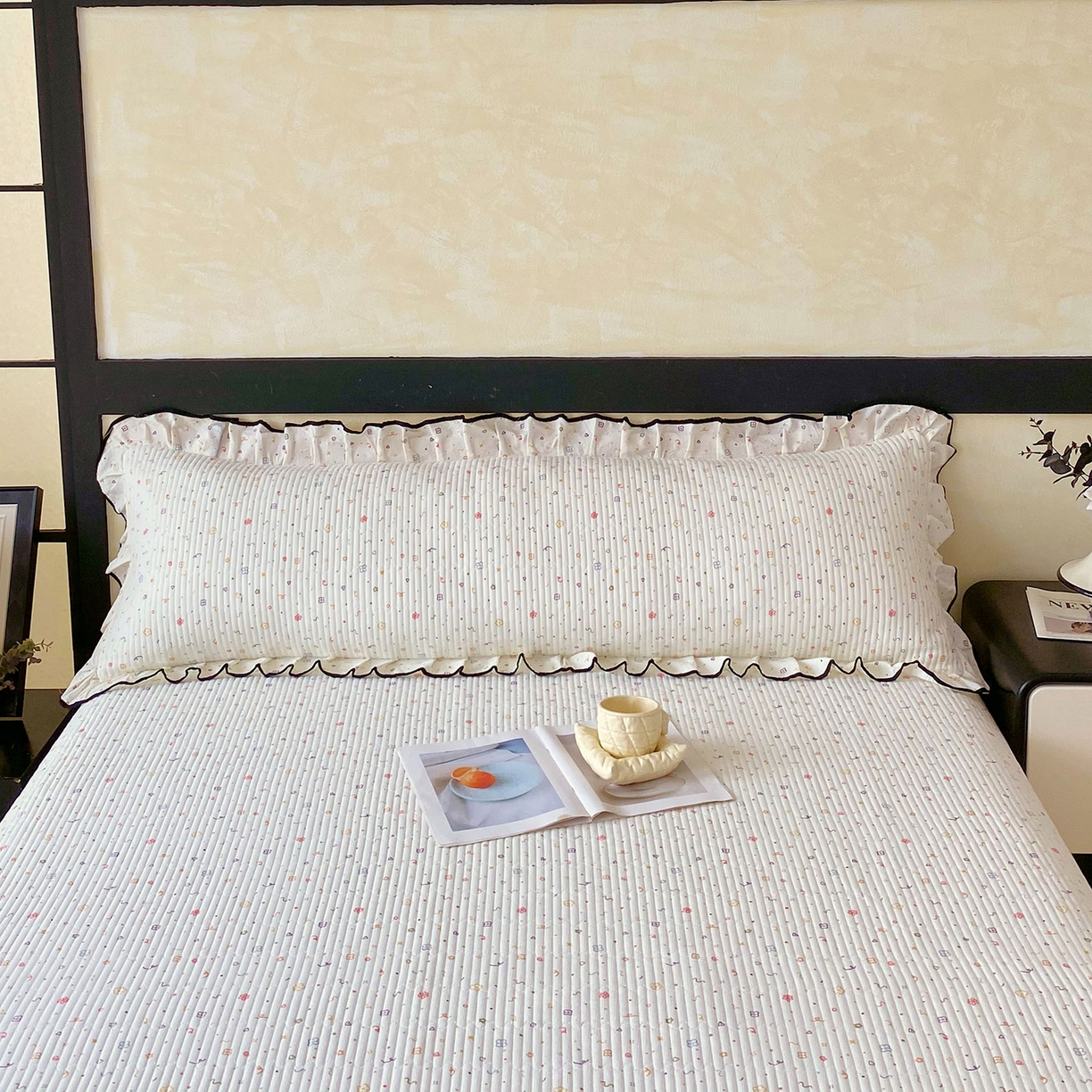 雨彤家纺 2025新款A类公主风云感双层纱夹棉加长花边款枕套 小确幸-公主风