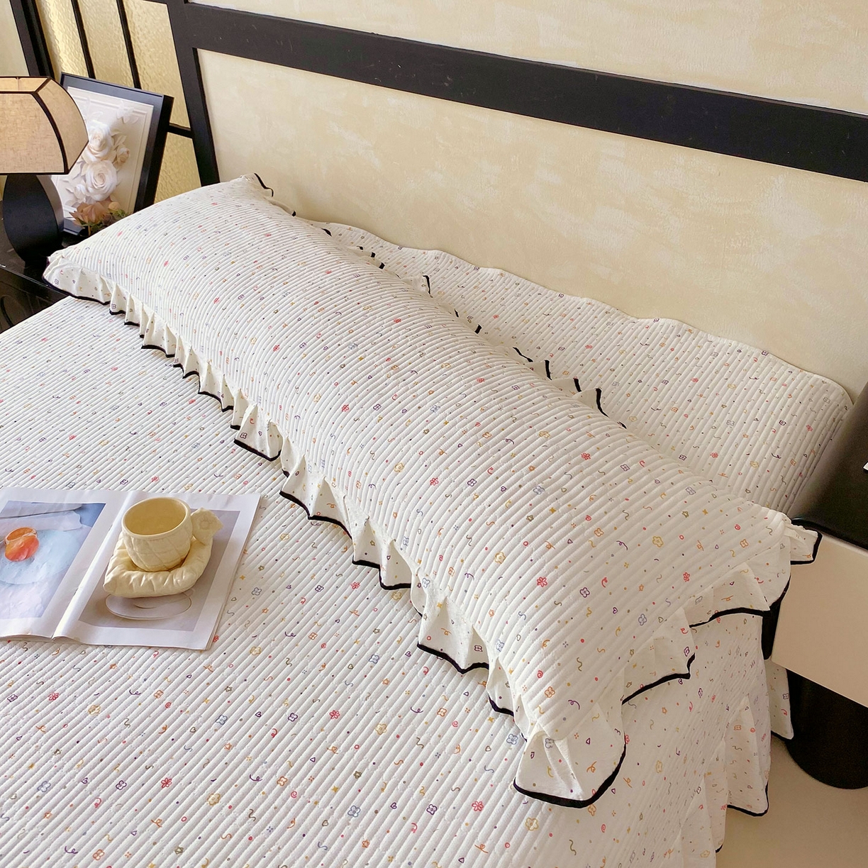 91家纺网 家纺一手货源 找家纺 雨彤家纺 2025新款A类公主风云感双层纱夹棉加长花边款枕套 小确幸-公主风