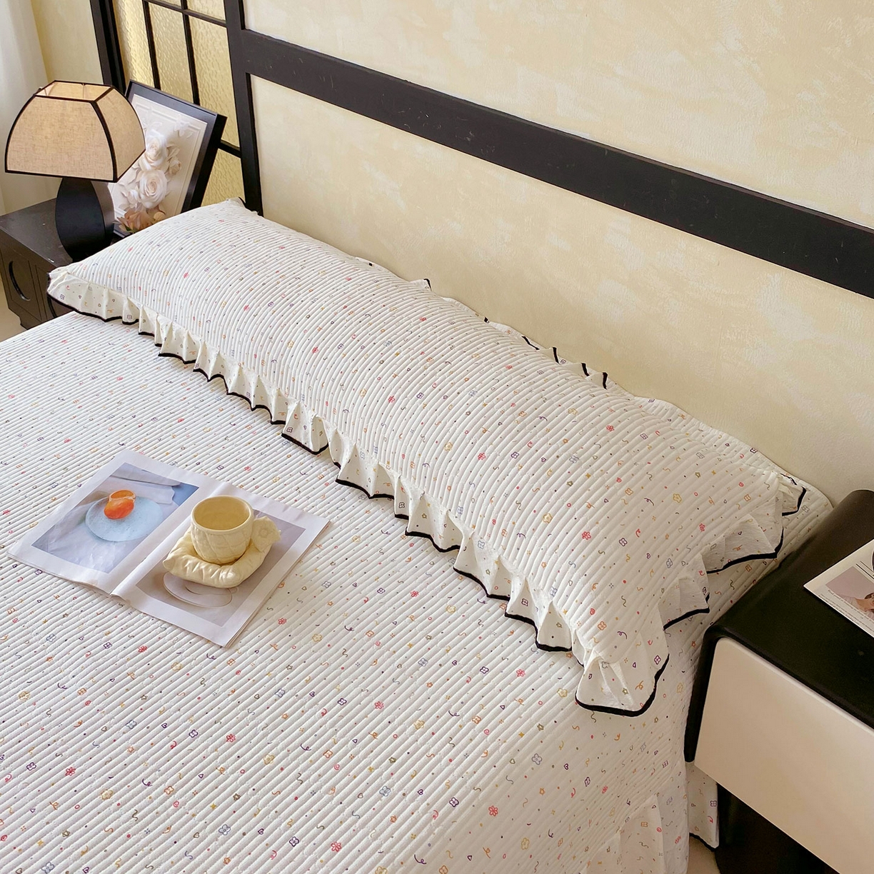 91家纺网 家纺一手货源 找家纺 雨彤家纺 2025新款A类公主风云感双层纱夹棉加长花边款枕套 小确幸-公主风