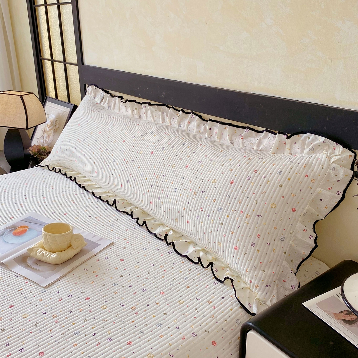 91家纺网 家纺一手货源 找家纺 雨彤家纺 2025新款A类公主风云感双层纱夹棉加长花边款枕套 小确幸-公主风