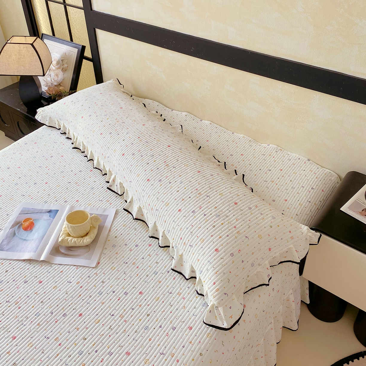 91家纺网 家纺一手货源 找家纺 雨彤家纺 2025新款A类公主风云感双层纱夹棉加长花边款枕套 小确幸-公主风