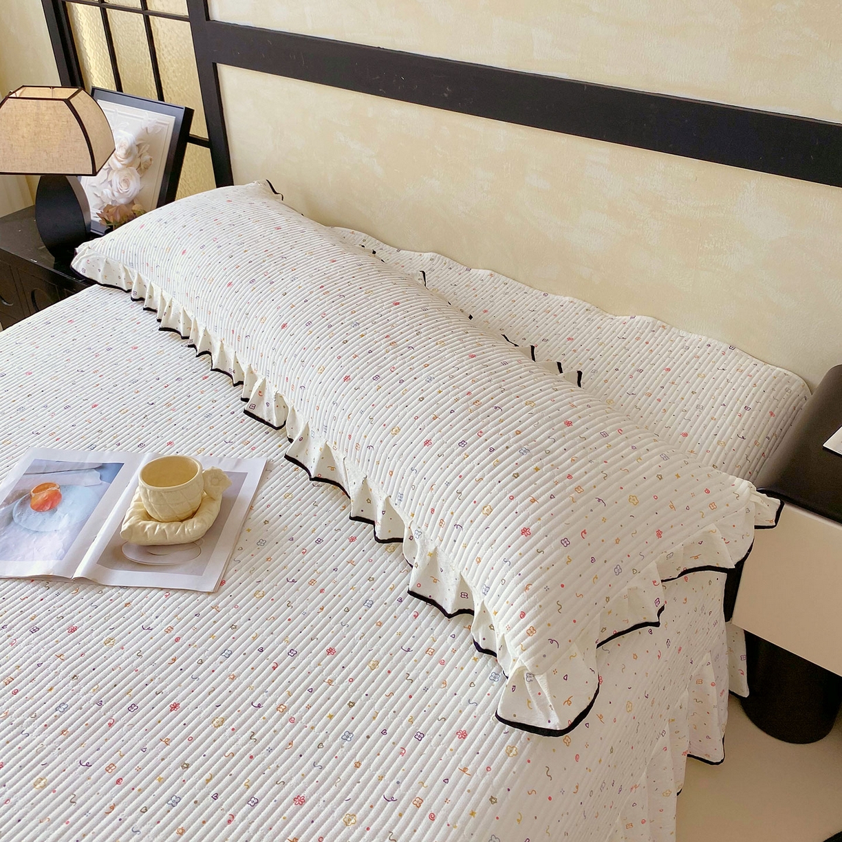 91家纺网 家纺一手货源 找家纺 雨彤家纺 2025新款A类公主风云感双层纱夹棉加长花边款枕套 小确幸-公主风