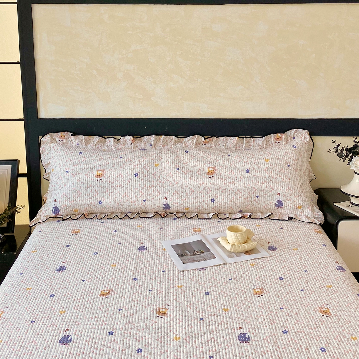 雨彤家纺 2025新款A类公主风云感双层纱夹棉加长花边款枕套 萌萌哒-公主风