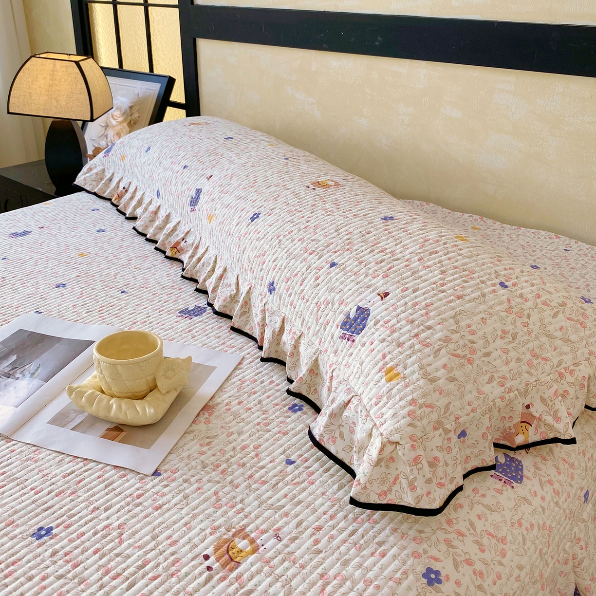 91家纺网 家纺一手货源 找家纺 雨彤家纺 2025新款A类公主风云感双层纱夹棉加长花边款枕套 萌萌哒-公主风