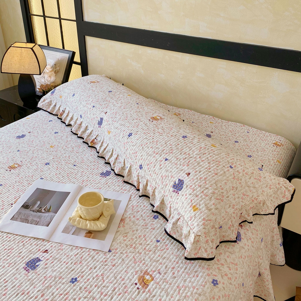 91家纺网 家纺一手货源 找家纺 雨彤家纺 2025新款A类公主风云感双层纱夹棉加长花边款枕套 萌萌哒-公主风