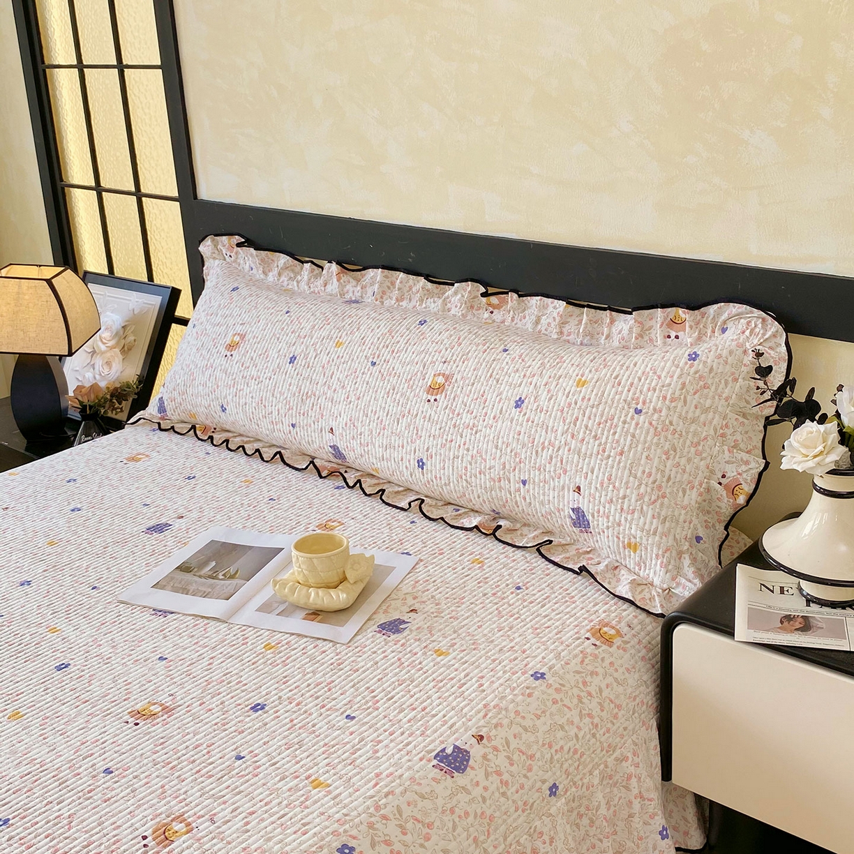 91家纺网 家纺一手货源 找家纺 雨彤家纺 2025新款A类公主风云感双层纱夹棉加长花边款枕套 萌萌哒-公主风