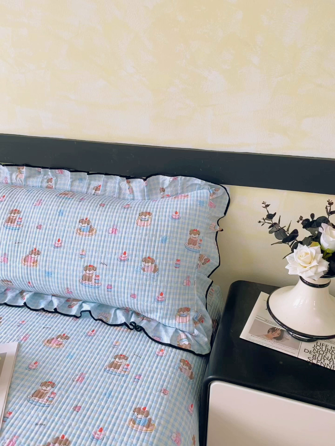 91家纺网 家纺一手货源 找家纺 雨彤家纺 2025新款A类公主风云感双层纱夹棉加长花边款枕套 淘气狗-公主风