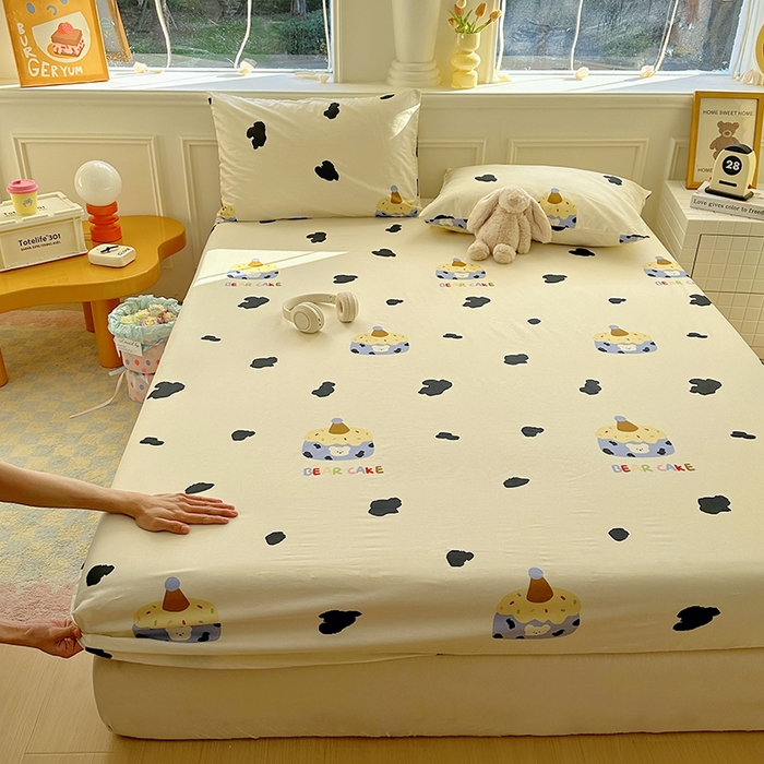 91家纺网 家纺一手货源 找家纺 希诺家居 2025新款全棉纯棉卡通小清新床笠 奶油蛋糕