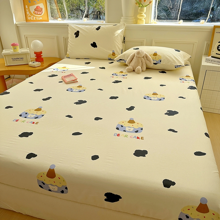 91家纺网 家纺一手货源 找家纺 希诺家居 2025新款全棉纯棉卡通小清新床笠 奶油蛋糕