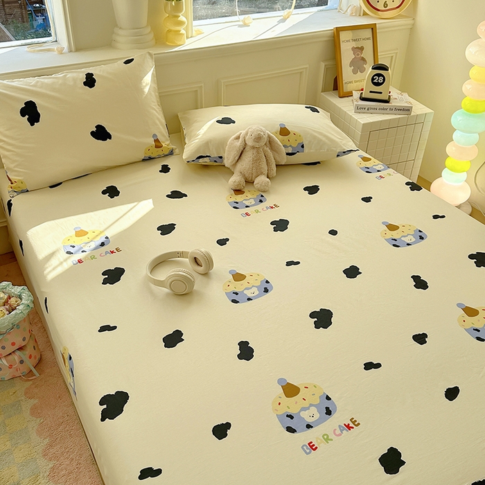 91家纺网 家纺一手货源 找家纺 希诺家居 2025新款全棉纯棉卡通小清新床笠 奶油蛋糕