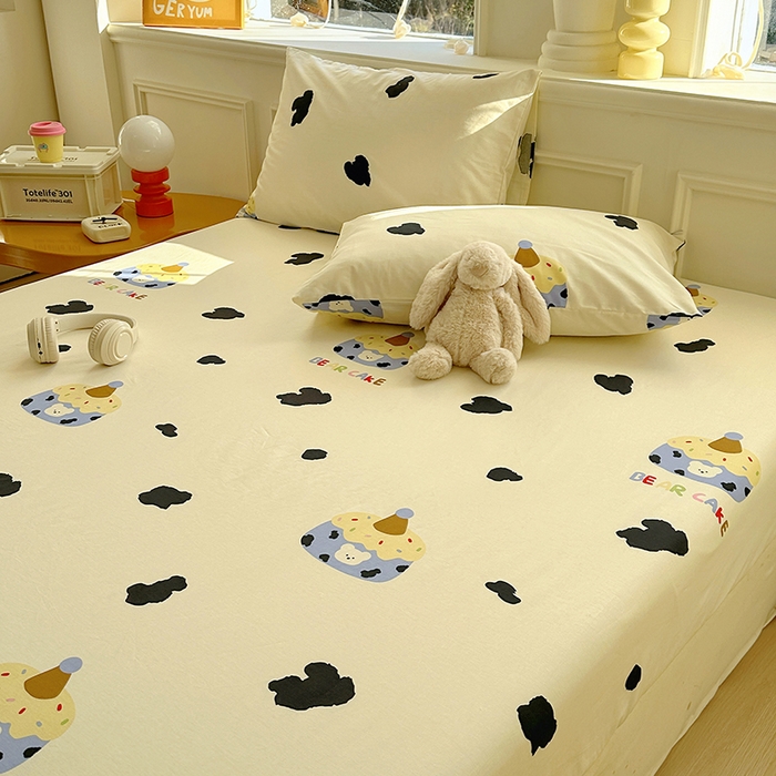 91家纺网 家纺一手货源 找家纺 希诺家居 2025新款全棉纯棉卡通小清新床笠 奶油蛋糕