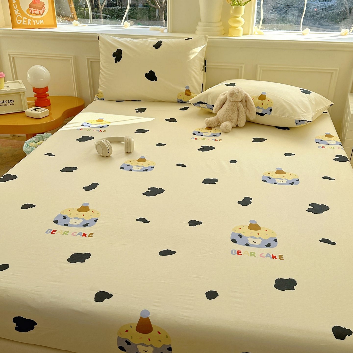 91家纺网 家纺一手货源 找家纺 希诺家居 2025新款全棉纯棉卡通小清新床笠 奶油蛋糕