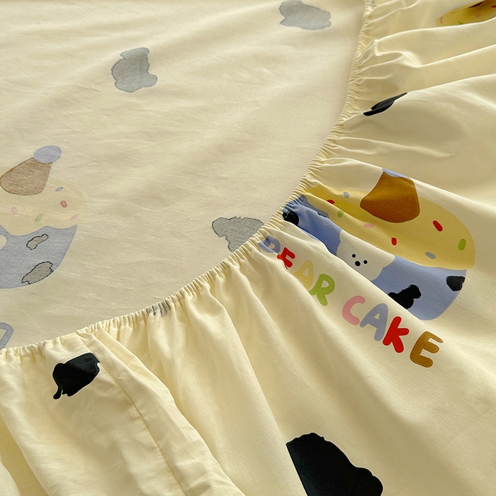 91家纺网 家纺一手货源 找家纺 希诺家居 2025新款全棉纯棉卡通小清新床笠 奶油蛋糕