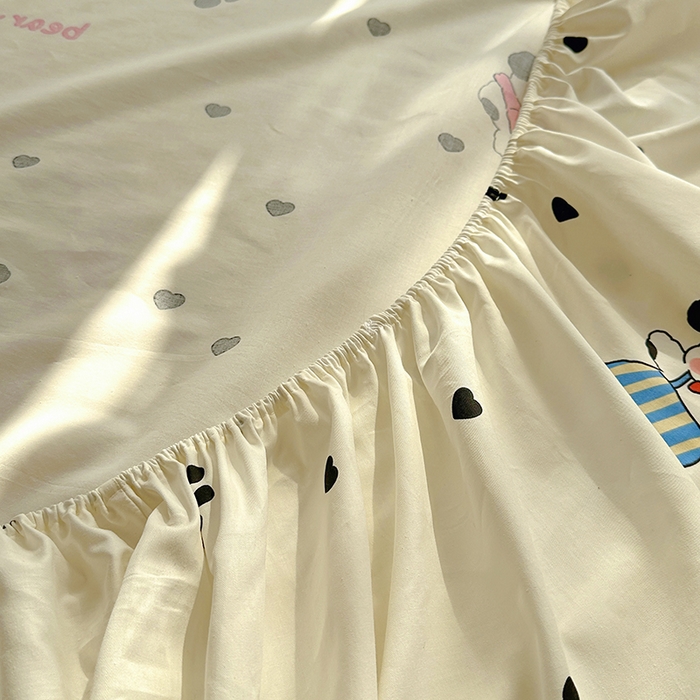 91家纺网 家纺一手货源 找家纺 希诺家居 2025新款全棉纯棉卡通小清新床笠 甜心小熊