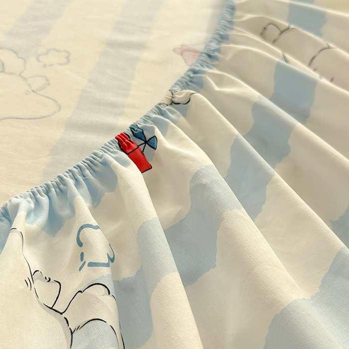 91家纺网 家纺一手货源 找家纺 希诺家居 2025新款全棉纯棉卡通小清新床笠 樱桃小奶狗