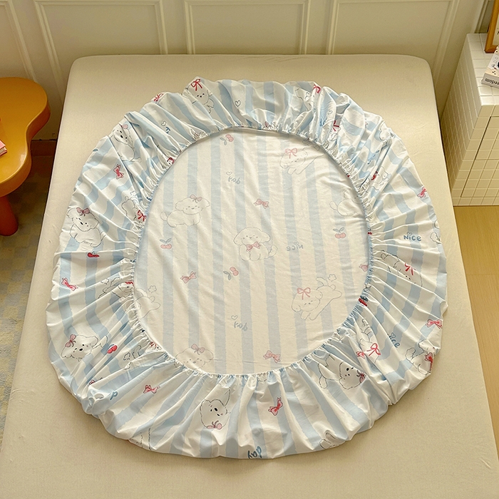 91家纺网 家纺一手货源 找家纺 希诺家居 2025新款全棉纯棉卡通小清新床笠 樱桃小奶狗