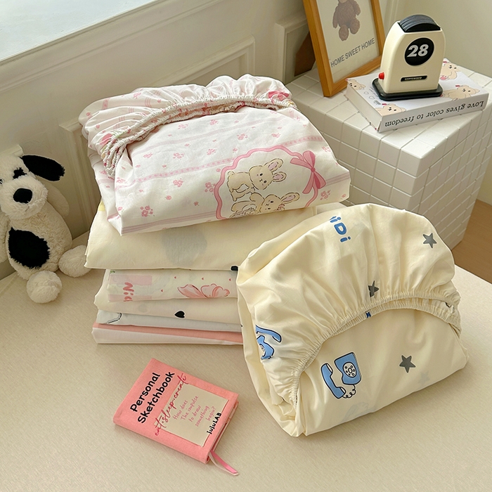 希诺家居 2025新款全棉纯棉卡通小清新床笠 组合图