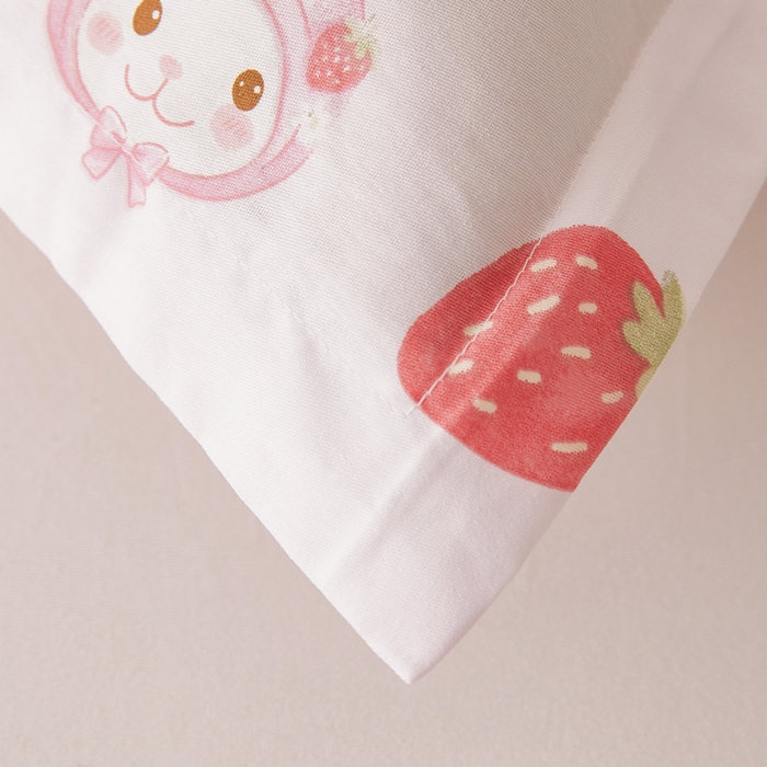 91家纺网 家纺一手货源 找家纺 翎盈家纺2025款ins风小清新卡通多规格纯棉枕套全棉枕头套 草莓兔兔