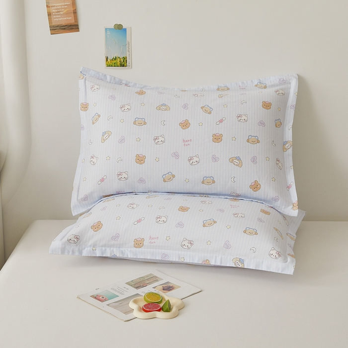 91家纺网 家纺一手货源 找家纺 翎盈家纺2025款ins风小清新卡通多规格纯棉枕套全棉枕头套 镜子海洋-兰