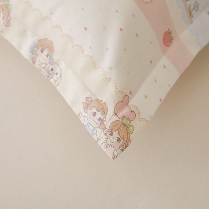 91家纺网 家纺一手货源 找家纺 翎盈家纺2025款ins风小清新卡通多规格纯棉枕套全棉枕头套 快乐童年