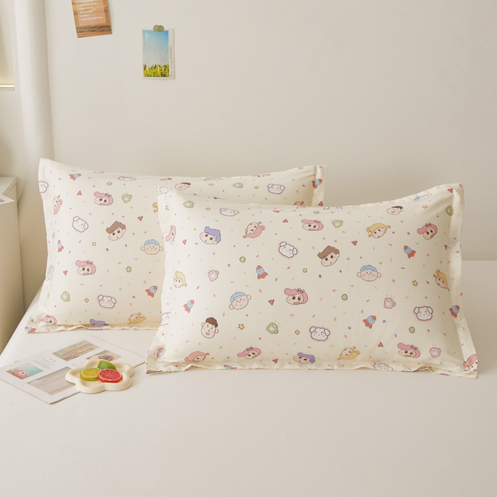 91家纺网 家纺一手货源 找家纺 （总）翎盈家纺2025款ins风小清新卡通多规格全棉枕套纯棉枕头套