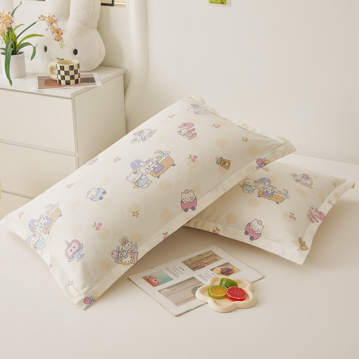 91家纺网 家纺一手货源 找家纺 翎盈家纺2025款ins风小清新卡通多规格纯棉枕套全棉枕头套 甜梦悠韵