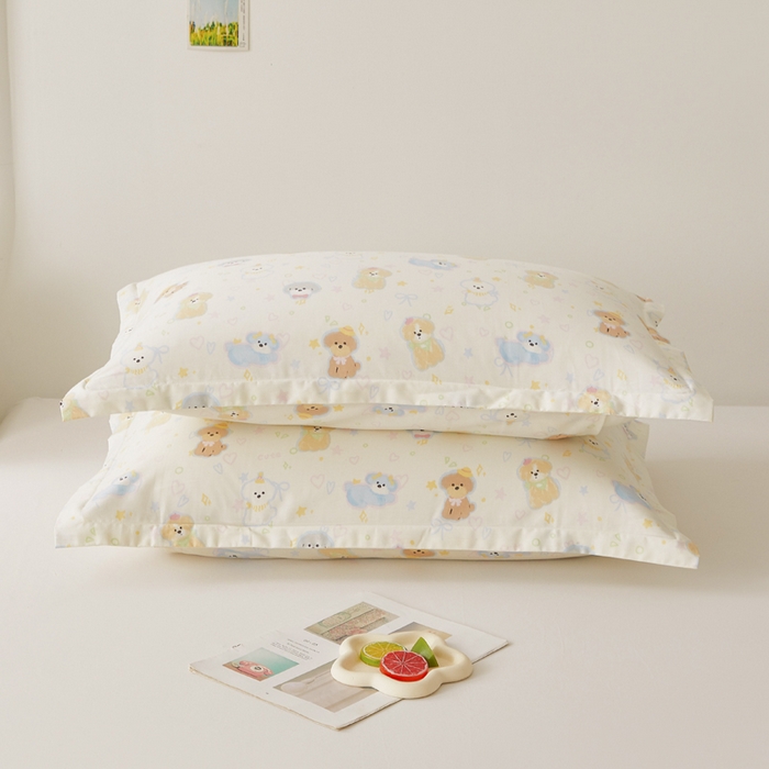 91家纺网 家纺一手货源 找家纺 翎盈家纺2025款ins风小清新卡通多规格纯棉枕套全棉枕头套 童趣绘彩