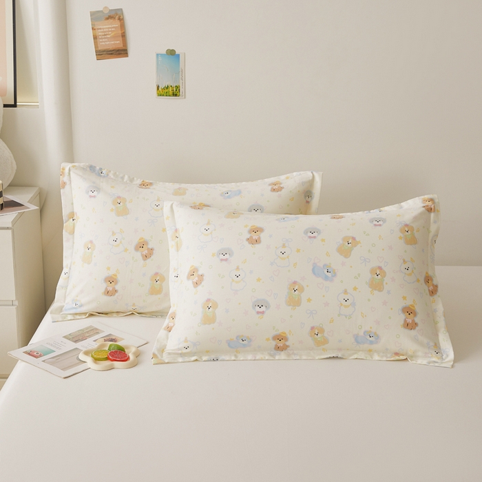 91家纺网 家纺一手货源 找家纺 翎盈家纺2025款ins风小清新卡通多规格纯棉枕套全棉枕头套 童趣绘彩