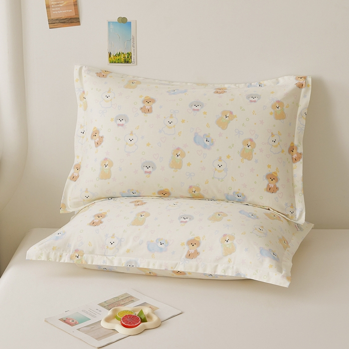 91家纺网 家纺一手货源 找家纺 翎盈家纺2025款ins风小清新卡通多规格纯棉枕套全棉枕头套 童趣绘彩