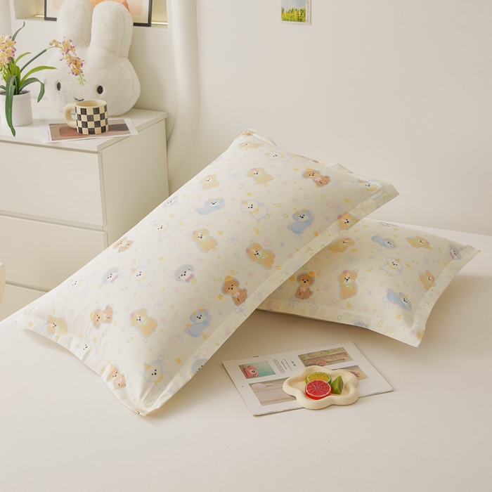 91家纺网 家纺一手货源 找家纺 翎盈家纺2025款ins风小清新卡通多规格纯棉枕套全棉枕头套 童趣绘彩