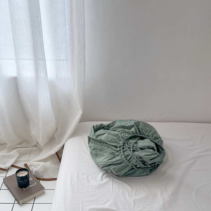 91家纺网 家纺一手货源 找家纺 云上 2025新款全棉色织水洗棉单品枕套 被套 床单 床笠 纯绿