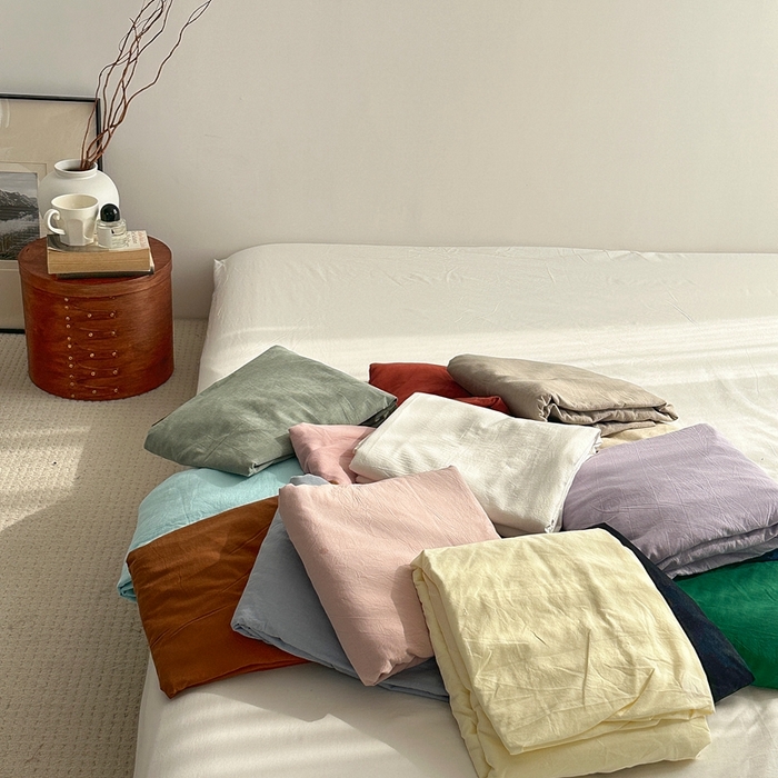 91家纺网 家纺一手货源 找家纺 （总）云上 2025新款全棉色织水洗棉单品枕套 被套 床单 床笠