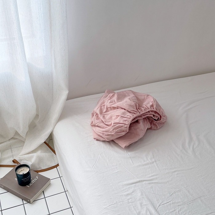 91家纺网 家纺一手货源 找家纺 云上 2025新款全棉色织水洗棉单品枕套 被套 床单 床笠 暗粉