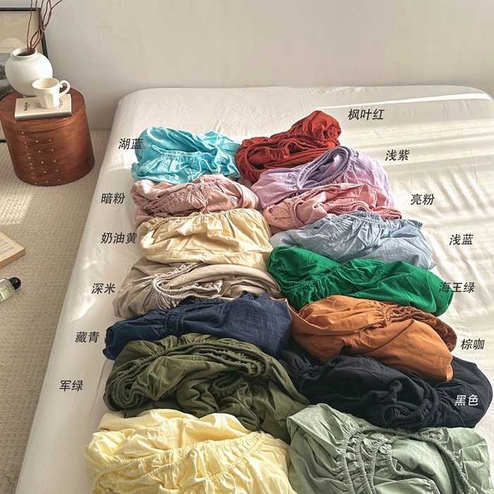 91家纺网 家纺一手货源 找家纺 （总）云上 2025新款全棉色织水洗棉单品枕套 被套 床单 床笠