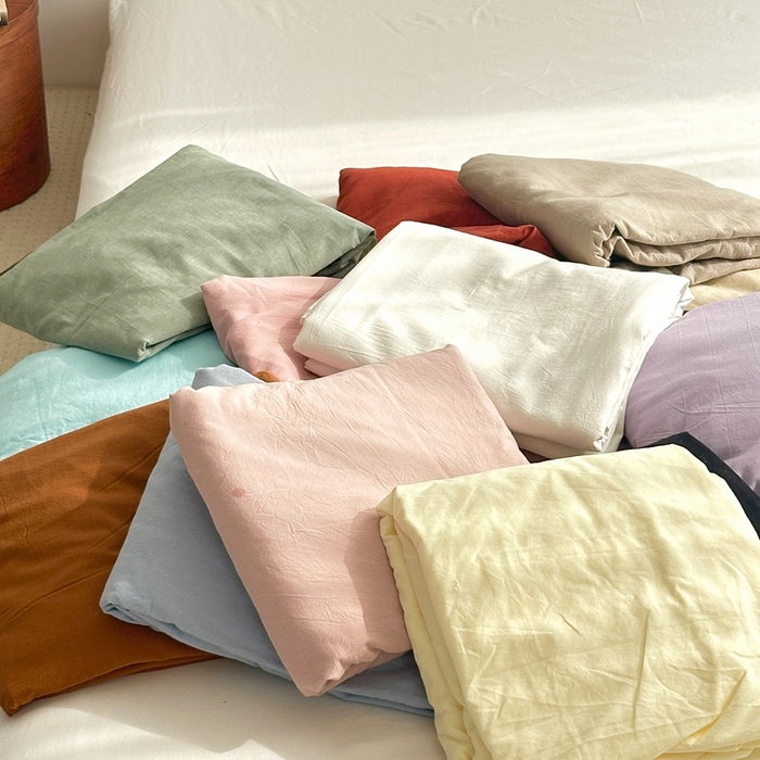 91家纺网 家纺一手货源 找家纺 云上 2025新款全棉色织水洗棉单品枕套 被套 床单 床笠 组合图仅做展示