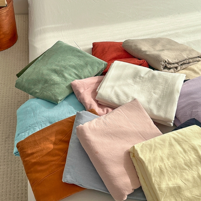 91家纺网 家纺一手货源 找家纺 云上 2025新款全棉色织水洗棉单品枕套 被套 床单 床笠 组合图仅做展示