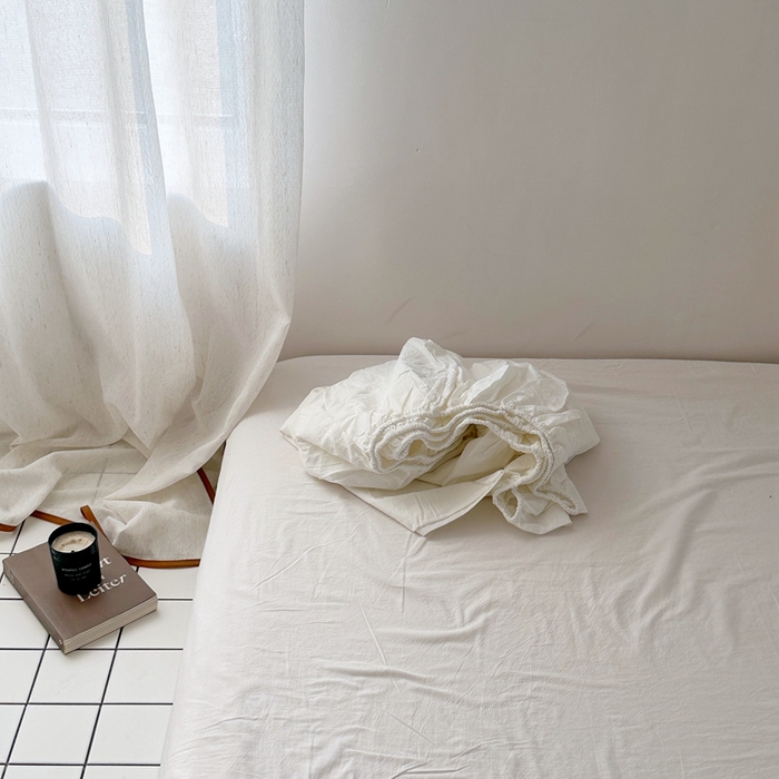 91家纺网 家纺一手货源 找家纺 云上 2025新款全棉色织水洗棉单品枕套 被套 床单 床笠 白色