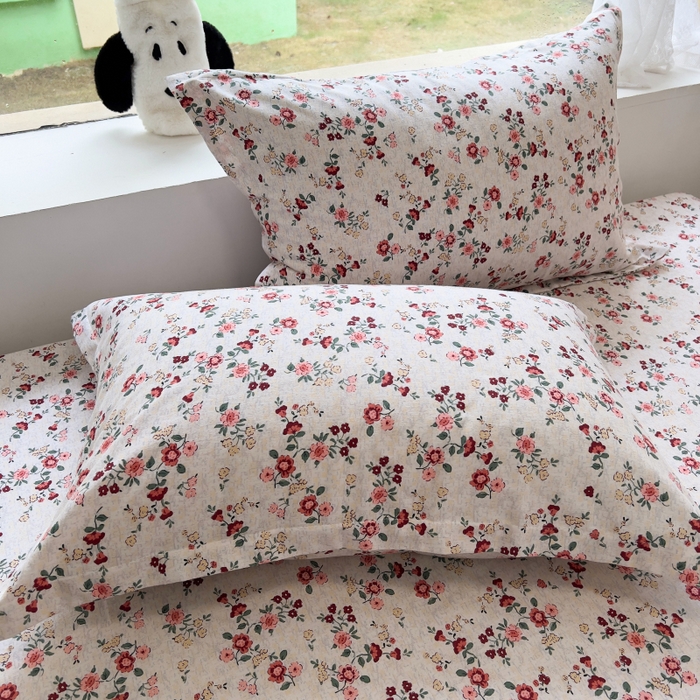 91家纺网 家纺一手货源 找家纺 百寐 2025新款秋冬全棉生态磨毛印花单品枕套48*74cm单只一对枕芯保护套 花诺柔