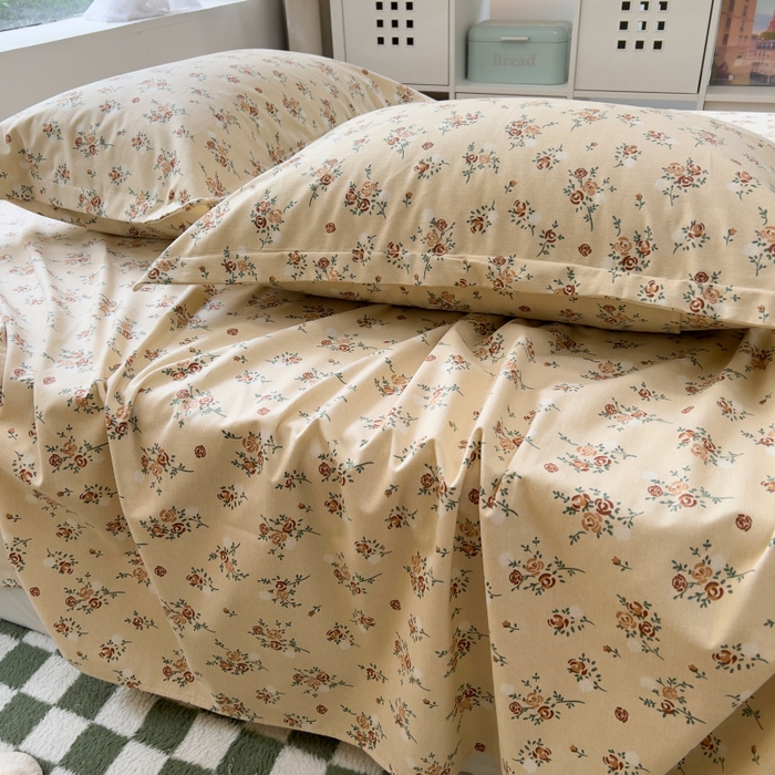 91家纺网 家纺一手货源 找家纺 百寐 2025新款秋冬全棉生态磨毛印花单品枕套48*74cm单只一对枕芯保护套 花千朵