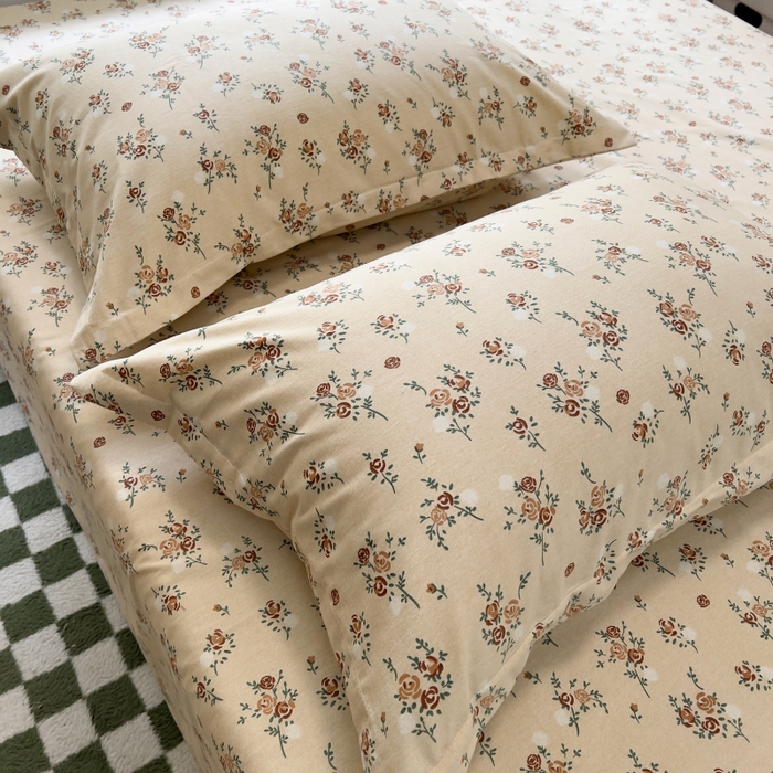 91家纺网 家纺一手货源 找家纺 百寐 2025新款秋冬全棉生态磨毛印花单品枕套48*74cm单只一对枕芯保护套 花千朵