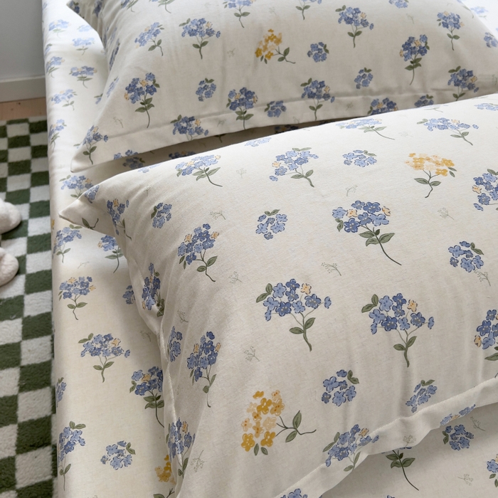 91家纺网 家纺一手货源 找家纺 百寐 2025新款秋冬全棉生态磨毛印花单品枕套48*74cm单只一对枕芯保护套 高岭花