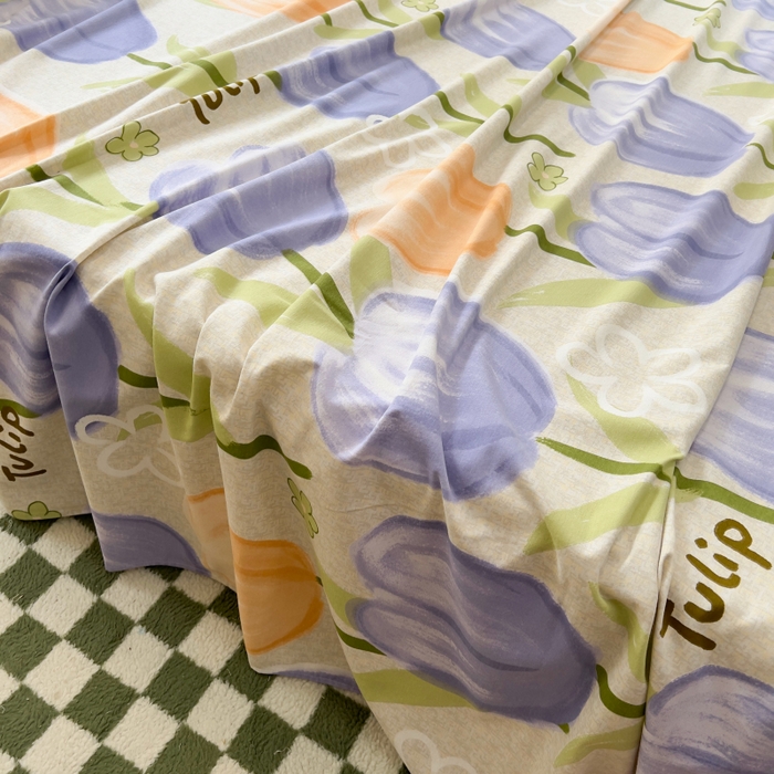 91家纺网 家纺一手货源 找家纺 百寐 2025新款秋冬全棉生态磨毛印花单品枕套48*74cm单只一对枕芯保护套 兰郁香