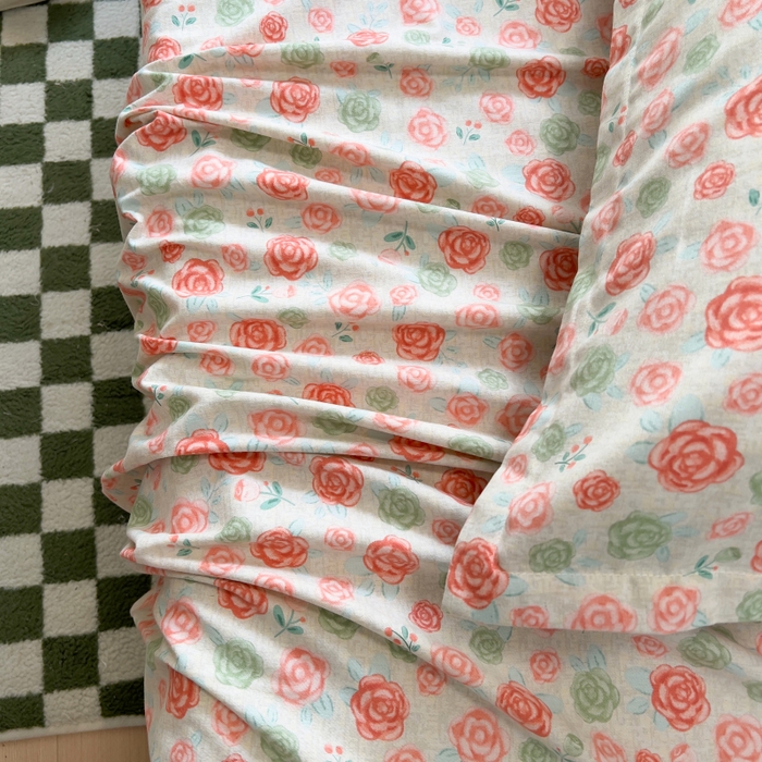 91家纺网 家纺一手货源 找家纺 百寐 2025新款秋冬全棉生态磨毛印花单品枕套48*74cm单只一对枕芯保护套 玫瑰露