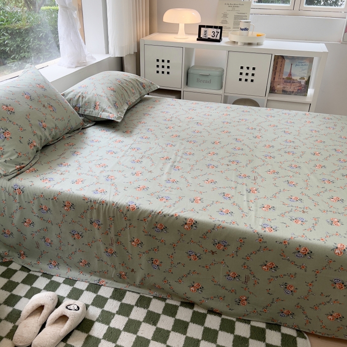 91家纺网 家纺一手货源 找家纺 百寐 2025新款秋冬全棉生态磨毛印花单品枕套48*74cm单只一对枕芯保护套 锦绣绿