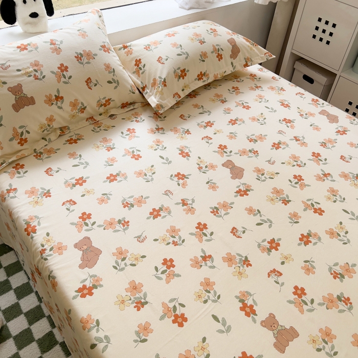 91家纺网 家纺一手货源 找家纺 百寐 2025新款秋冬全棉生态磨毛印花单品枕套48*74cm单只一对枕芯保护套 花满径