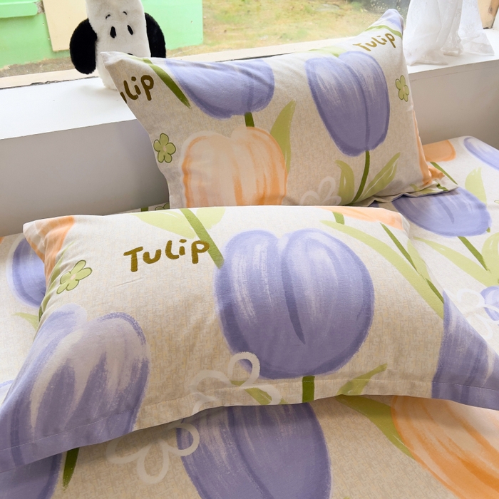 91家纺网 家纺一手货源 找家纺 百寐 2025新款秋冬全棉生态磨毛印花单品枕套48*74cm单只一对枕芯保护套 兰郁香