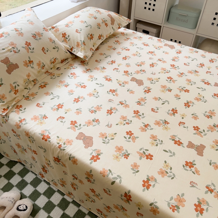 91家纺网 家纺一手货源 找家纺 百寐 2025新款秋冬全棉生态磨毛印花单品枕套48*74cm单只一对枕芯保护套 花满径