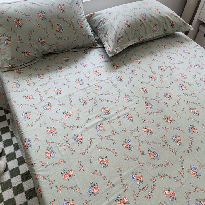 91家纺网 家纺一手货源 找家纺 百寐 2025新款秋冬全棉生态磨毛印花单品枕套48*74cm单只一对枕芯保护套 锦绣绿