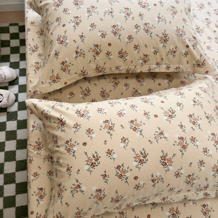 91家纺网 家纺一手货源 找家纺 百寐 2025新款秋冬全棉生态磨毛印花单品枕套48*74cm单只一对枕芯保护套 花千朵